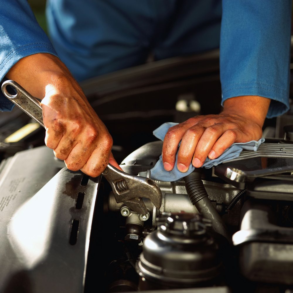 Mechanic working on an engine